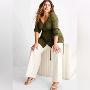 Future Collective Jenny K Lopez Collection Cream High Rise Wide Leg Jeans 26w